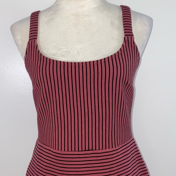 LOFT stripe sleeveless mini dress size 2 pink/black - Picture 5 of 13